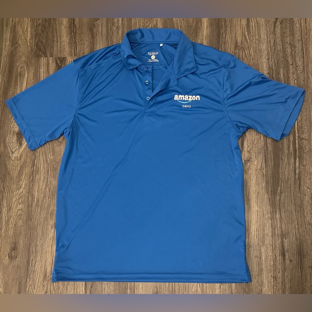 Men’s Amazon Blue Performance Short Sleeve Polo Shirt- Size XL